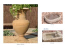 Stone planters, bird feeder